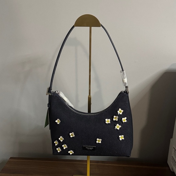 Kate Spade Black Shoulder Bag with Floral Accents - Picture 1 of 8